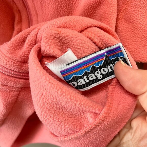Patagonia Baby Fleece Jacket With Hood Pink Zippered Front Size 18M Polyester Co - Picture 5 of 6